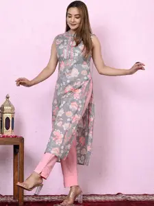 all about you Women Grey Printed Sequinned Kurta