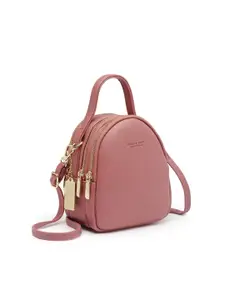 VISMIINTREND Girls Pink Solid Travel Mini Backpack & Handbag