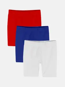 KiddoPanti Girls Pack Of 3 Mid-Rise Cycling Sports Shorts