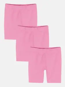 KiddoPanti Pack Of 3 Girls Mid-Rise Sports Shorts