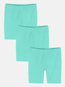 KiddoPanti Pack Of 3 Girls Mid-Rise Sports Shorts