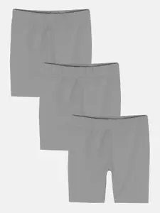 KiddoPanti Pack Of 3 Girls Mid-Rise Sports Shorts