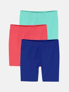 KiddoPanti Pack Of 3 Girls Mid-Rise Sports Shorts