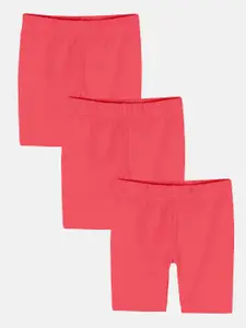 KiddoPanti Pack Of 3 Girls Mid-Rise Sports Shorts