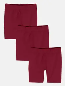 KiddoPanti Pack Of 3 Girls Mid-Rise Sports Shorts