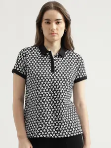 United Colors of Benetton Polka Dots Printed Polo Collar T-shirt