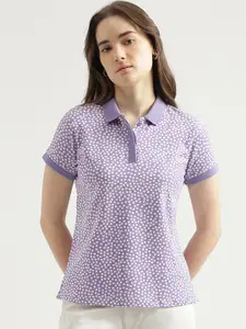 United Colors of Benetton Polka Dots Printed Regular Fit Polo Collar  T-shirt