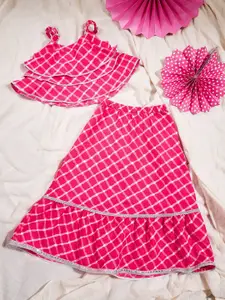 Stylo Bug Girls Checked Ready to Wear Lehenga & Blouse