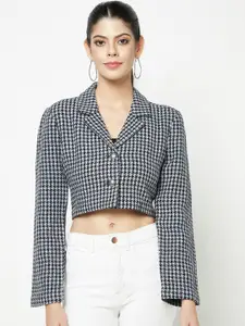 HOUSE OF S Checked Single-Breasted Crop Blazer