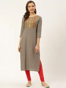 SUTI Geometric Embroidered Straight Kurta