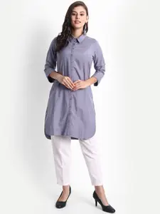 SUTI Shirt Collar Roll-Up Sleeves Pathani Kurta
