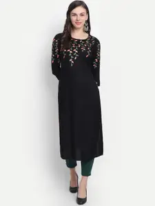SUTI Floral Yoke Design Thread Work Straight  Kurta