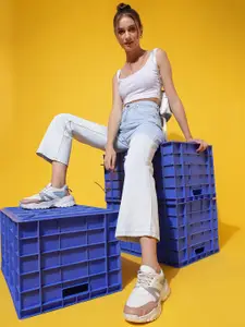 Belliskey Women Straight Fit High-Rise Heavy Fade Denim Jeans