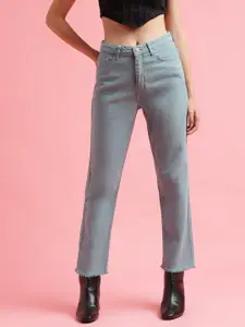 Belliskey Women Grey Straight Fit High-Rise Jeans