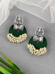 Crunchy Fashion Silver Plated Circular Stud Earrings