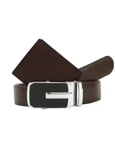 Pacific Gold Genuine Leather Belt and Bi-Fold Wallet Gift Set Box
