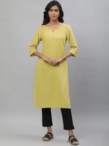 AURELIA Striped Keyhole Neck Kurta