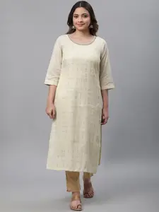 AURELIA Round Neck Cotton Zari Thread Work Kurta