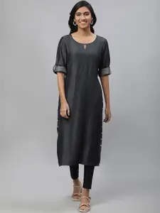 AURELIA Round Neck Tencel Kurta