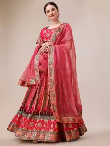 SAPTRANGI Embellished Semi-Stitched Lehenga & Unstitched Blouse With Dupatta