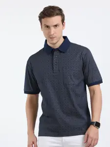 Classic Polo Geometric Print Polo Collar Pockets Cotton T-shirt