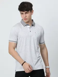 Classic Polo Abstract Printed Polo Collar Slim Fit Cotton T-shirt
