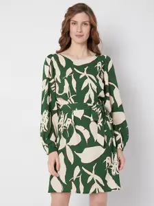 Vero Moda Tropical Printed Puff Sleeves A-Line Mini Dress