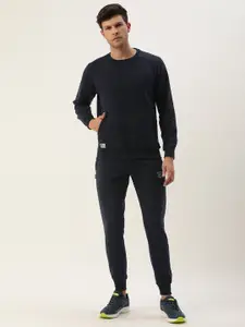Sports52 wear Solid Round Neck Pullover Sweatshirt With Joggers