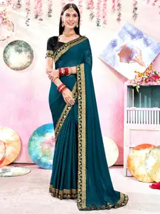 Anouk Blue & Black Woven Design Zari Art Silk Saree