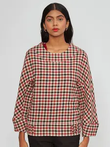 Bhaane Long Sleeves Checked Top