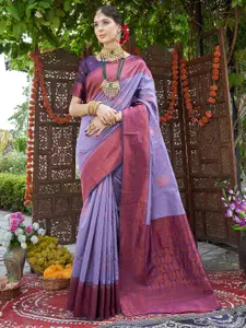 Anouk Purple Ethnic Motifs Woven Design Zari Kanjeevaram Saree