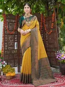 Anouk Yellow Woven Design Zari Kanjeevaram Saree