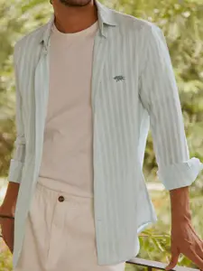 Andamen Premium Vertical Striped Linen Semiformal Shirt