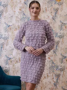 Athena Pink Above Knee Length Ruffled Straight Skirt