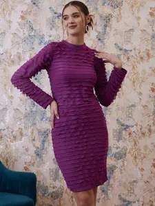 Athena Burgandy Above Knee Length Layered Straight Skirt