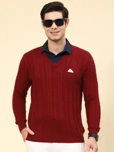 Monte Carlo V-Neck Cable Knit Ribbed Pullover