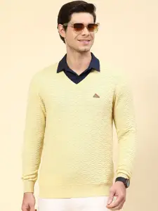 Monte Carlo V- Neck Cable Knit Pure Woollen Pullover