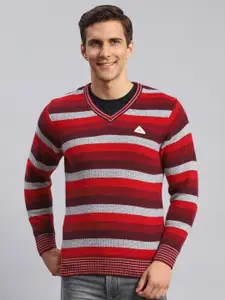 Monte Carlo Striped V-Neck Wool Pullover Sweater