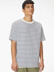 Bhaane Striped Drop-Shoulder Pure Cotton T-shirt