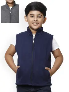 IndiWeaves Boys Pack Of 2 Fleece Lightweight Open Front Jackets