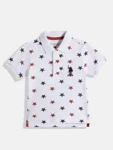U.S. Polo Assn. Kids Boys Stars Printed Polo Collar Pure Cotton T-shirt
