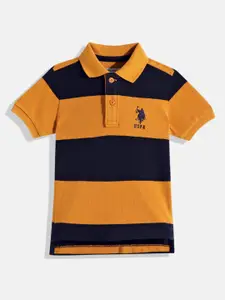 U.S. Polo Assn. Kids Boys Colourblocked Pure Cotton Polo Collar T-shirt