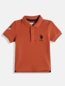 U.S. Polo Assn. Kids Boys Solid Pure Cotton Polo Collar T-shirt