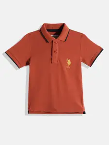 U.S. Polo Assn. Kids Boys Solid Pure Cotton Polo Collar T-shirt
