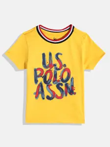 U.S. Polo Assn. Kids Boys Brand Logo Print Knitted Pure Cotton T-shirt