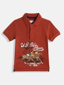 U.S. Polo Assn. Kids BoysBrand Logo Printed Polo Collar Pure Cotton T-shirt
