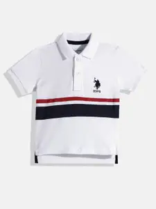 U.S. Polo Assn. Kids Boys Striped Pure Cotton Polo Collar T-shirt