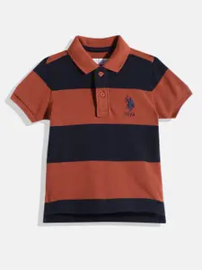 U.S. Polo Assn. Kids Boys Colourblocked Pure Cotton Polo Collar T-shirt