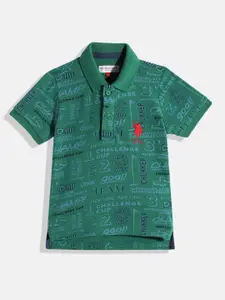U.S. Polo Assn. Kids Boys Typography Printed Polo Collar Pure Cotton T-shirt