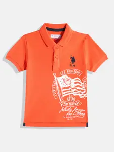 U.S. Polo Assn. Kids Boys Graphic Printed Polo Collar Pure Cotton T-shirt